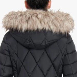 London Fog Hooded Faux-Fur Down Puffer Coat Small